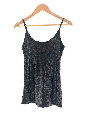 Boston Proper Black Muted Sequins Camisole Tank Top Size XS Shirt Cami‎ Evening